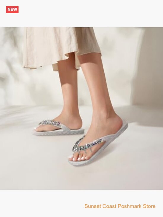 Amazon.com | Platform Flip Flops for Women Rhinestone Bling  Rhinestone Thong Sandals Dressy Wedding Beach Slip Resistant Recycled